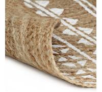 Moderne Tapis fait à la main Jute avec imprimé blanc 120 cm, Décorations @EU823