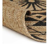 Moderne Tapis fait à la main Jute avec imprimé noir 90 cm, Décorations @EU827