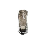Moderne Vase en Verre Gris à Effet ondulé soufflé la Main, Grand récipient décoratif texturé for décoration de Maison Centres de Table(Petit)