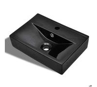Moderne Vasque à trou de trop-plein/robinet - Noir - céramique - pour salle de bain - Anti-taches - 46.5x32x11.5 cm - Lavabo Vasque