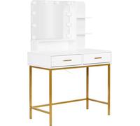 ModernHome FH-DT200067 Coiffeuse avec miroir et éclairage LED, blanche