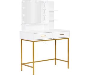 ModernHome FH-DT200067 Coiffeuse avec miroir et éclairage LED, blanche