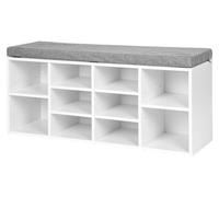 ModernHome WYJ-015 Meuble à chaussures avec banc rembourré 30,5 x 104 x 49 cm, 10 étagères, blanc