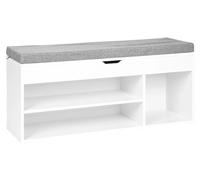 ModernHome WYJ-249 Meuble à chaussures avec banc rembourré 30,5 x 104 x 49 cm, 3 étagères, blanc