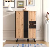 MODERNLUXE Buffet, vitrines avec verre et éclairage LED. Contient des combinaisons de couleurs de stratifié, de noir et de bois