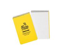 MODESTONE Bloc-notes d'extérieur - Environ A6-9,8 x 14,8 cm - Couverture jaune - Reliure à spirale sur le dessus - 50 feuilles quadrillées 7 x 7 mm - Imperméable à la déchirure - Inflammable