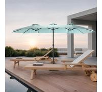 MODFU Grand Parasol de Jardin Double Face avec Manivelle - Structure Acier et Toile Polyester 180 g - 453x267 cm - Vert Clair