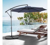 MODFU Grand Parasol de Jardin Rond Double Face avec Manivelle - Parasol Extérieur Terrasse, Structure Acier et Toile Polyester - Bleu Marine