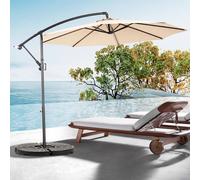 MODFU Grand Parasol de Jardin Rond Double Face avec Manivelle - Parasol Extérieur Terrasse, Structure Acier et Toile Polyester - Kaki