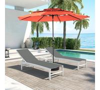 MODFU Grand Parasol de Jardin Rond Double Face avec Manivelle - Parasol Extérieur Terrasse, Structure Acier et Toile Polyester - Orange