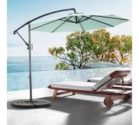 MODFU Grand Parasol de Jardin Rond Double Face avec Manivelle - Parasol Extérieur Terrasse, Structure Acier et Toile Polyester - Vert Clair
