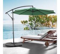 MODFU Grand Parasol de Jardin Rond Double Face avec Manivelle - Parasol Extérieur Terrasse, Structure Acier et Toile Polyester - Vert Foncé