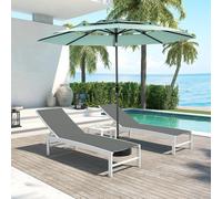 MODFU Grand Parasol de Jardin Rond Double Face avec Manivelle - Parasol Extérieur Terrasse, Structure Acier et Toile Polyester - Vert Clair