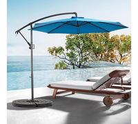 MODFU Grand Parasol de Jardin Rond Double Face avec Manivelle - Parasol Extérieur Terrasse, Structure Acier et Toile Polyester - Bleu