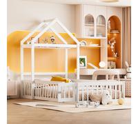 MODFU Lit Coffre 90x200 cm - Lit Simple Multifonction avec Bande LED et Tiroirs de Rangement, Lit Dossier Rembourré en Bois de Pin, Sans Matelas - Gris