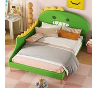 MODFU Lit Enfant 140×200 cm Thème Dinosaure - Lit Double Ludique pour Chambre Garçon ou Fille - EnPolyuréthaneet MDF - Sans Matelas - Vert