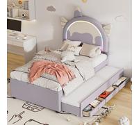 MODFU Lit Enfant 90x200 cm, Licorne avec Lit Gigogne, Violet