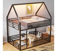 MODFU Lit Superposé 140x200 cm – Métal LED 7 Couleurs – Sans Matelas – Noir