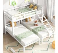 MODFU Lit superposé 90x200 cm 3 couchages avec protection - Blanc
