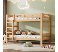 MODFU Lit Superposé Enfant 90x200 cm en Bois Naturel - Lit Séparable avec Structure Solide et Tiroirs de Rangement