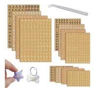 Modixun 4 Couleurs Petites Lettres Autocollants, 12 Feuilles de Paillettes en Alliage Métallique Numéro Alphabétique, Mini ABC pour la Résine Scrapbooking avec Pinces, 3mm
