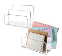 Modixun Lot de 2 organiseurs de courrier pour bureau, 2 sections en acrylique transparent, trieur de courrier vertical, moderne, pour la maison, le bureau, les enveloppes, les documents