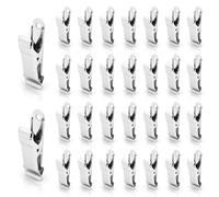 Modixun Lot de 30 mini pinces crocodiles en métal solides pour travaux manuels, travaux manuels, papier photo, rideau, mâchoire lisse, 1,3 x 4 cm (Argent)