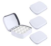 Modixun Lot de 4 mini palettes d'aquarelle avec couvercle, boîte en métal à 12 emplacements vides pour peinture (blanc)