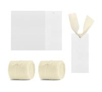 Modixun Lot de 50 marque-places pour décoration de table, cartes de nom vierges pour mariage avec 2 rouleaux de ruban en mousseline, étiquettes cadeaux pour réservation de sièges pour dîner de fête et