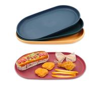 Modixun Plateau de service ovale, lot de 4, 30,5 x 17 cm, plateaux de service colorés pour fête, divertissement, en-cas, dessert, table basse, taille moyenne