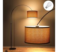Modlicht 165-180 cm Lampadaire Classique JASMIN |Comprend une ampoule LED E27 9W 3000K, Commutateur au pied, Abat-jour en lin beige, lampadaire à arc rétro adapté au salon, à la chambre, au bureau
