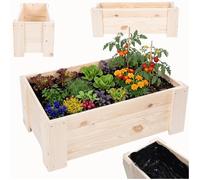 MODO24 Jardinière en bois de pin, bac à fleurs/potager pour fleurs, herbes et légumes, jardin/terrasse,30x80x33 cm, naturel (brut)