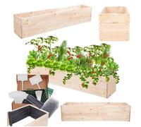 MODO24 ZP06 Jardinière surélevée bac potager bois de pin massif pour jardin et terrasse extérieur, 27x120x30 cm, naturel