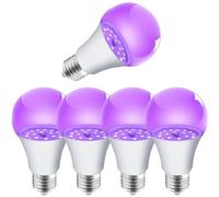 MODOAO Ampoule UV - Éclairage violet - Noir - Ampoule de fête E27 - Veilleuse - 395 nm - Lumière noire uniquement pour la décoration et d'autres scènes différentes (5, blanc)
