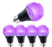 MODOAO QP156 Ampoule UV Violet Eclairage Noir E27 Veilleuse 395nm Lumière Noire Uniquement pour Tailgating et Autres Scènes (5, Noir), Noir
