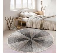 MODRYER Tapis Rond Bohème À Pompons, Lavable en Machine Envers en Coton Antidérapant, Motif Ethnique Géométrique, Idéal pour Le Yoga Et La Méditation Salon Ou Chambre, 80cm/31.5in-P