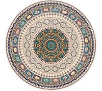 MODRYER Tapis Rond De Style Bohème Ethnique, Imprimé Traditionnel Orné, Velours Cristal Doux, Antidérapant Et Lavable, Idéal pour Les Zones À Fort Passage, 100cm/39.4in-M