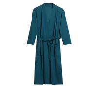 MODSGUE Peignoir en piqué ondulé pour femme en coton - Peignoir à manches longues - Peignoir fin - Peignoir de sauna - Kimono d'automne - Pyjama - Kilt de sauna pour voyage, pool party, sauna, vert, M