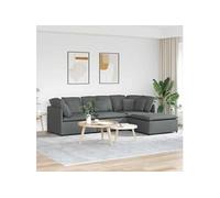 Modulaire bank met voetenbank en kussens stof donkergrijs3321298