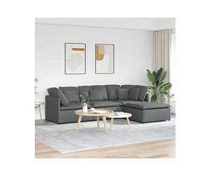 Modulaire bank met voetenbank en kussens stof donkergrijs3321298