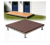 Modulaire Terrasse Bois Plastique, Plateforme Patio WPC | Cadre Acier Galvanise, Dallage Modulaire a Encliqueter pour Exterieur, Camping, Jardin(Brown,84cm(33in))