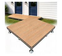 Modulaire Terrasse Bois Plastique, Plateforme Patio WPC | Cadre Acier Galvanise, Dallage Modulaire a Encliqueter pour Exterieur, Camping, Jardin(Natural,84cm(33in))