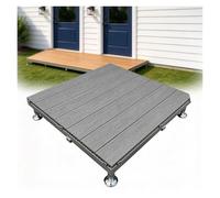 Modulaire Terrasse Bois Plastique, Plateforme Patio WPC | Cadre Acier Galvanise, Dallage Modulaire a Encliqueter pour Exterieur, Camping, Jardin(Gray,100cm(39in))