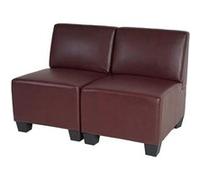 Mendler Canapé modulable 2 places Lyon – similicuir rouge-brun sans accoudoirs