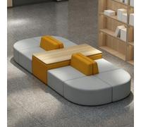 Modular Curved Reading Sofa With Wooden Book Storage Rack, For Office