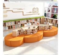 Modular Curved Reading Sofa With Wooden Book Storage Rack, For Office