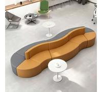 Modular Curved Reading Sofa With Wooden Book Storage Rack, For Office