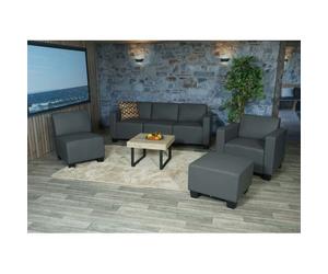 Modular Sofa-System Ensemble de canapés Lyon 3-1-1-1, similicuir gris foncé