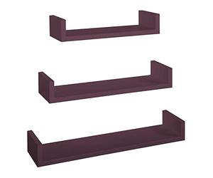 MODULARREDO | Aimant Lot de 3 étagères murales pourpres aubergines - Fabriqué en Italie