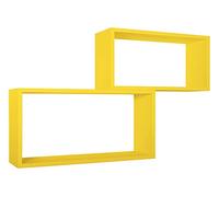 MODULARREDO | BIS RETTANGLE BISLONGO Lot de 2 étagères murales, armoires murales, étagère murale, étagère murale, jaune canari, 70 x 35 p20 cm et 60 x 30 p20 cm - Made in Italy